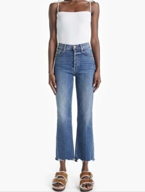 Mother The Tripper Chew Ankle Jeans Walking on Coals Flare Cropped Denim Size 26